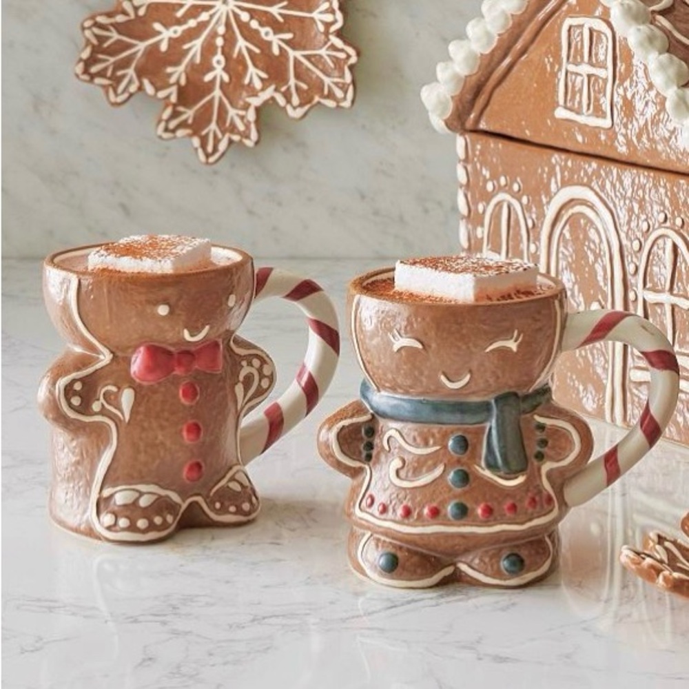 2 Pottery Barn Gingerbread Mugs